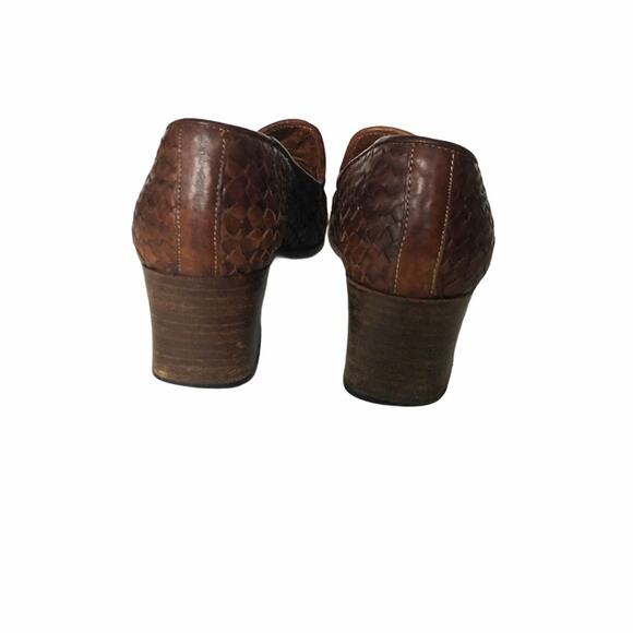 Sesto Meucci Woven Loafer Block Heel Brown 7 Italy - Picture 7 of 12